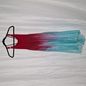 Blue burgundy gymnastics leotard dress